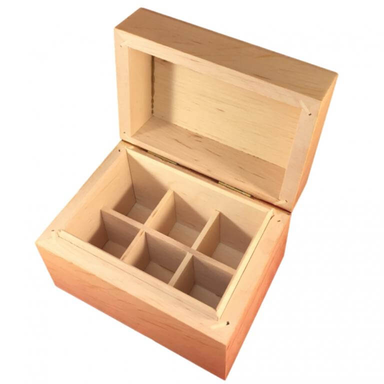 6 HOLE MINI BOX Wooden Storage box oils not included