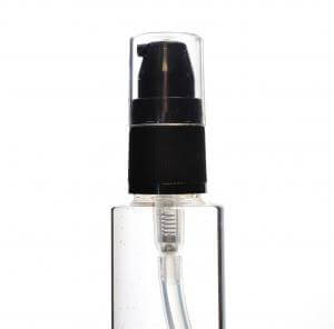 Black treatment pump dispenser for 100ml plastic bottles 18/415